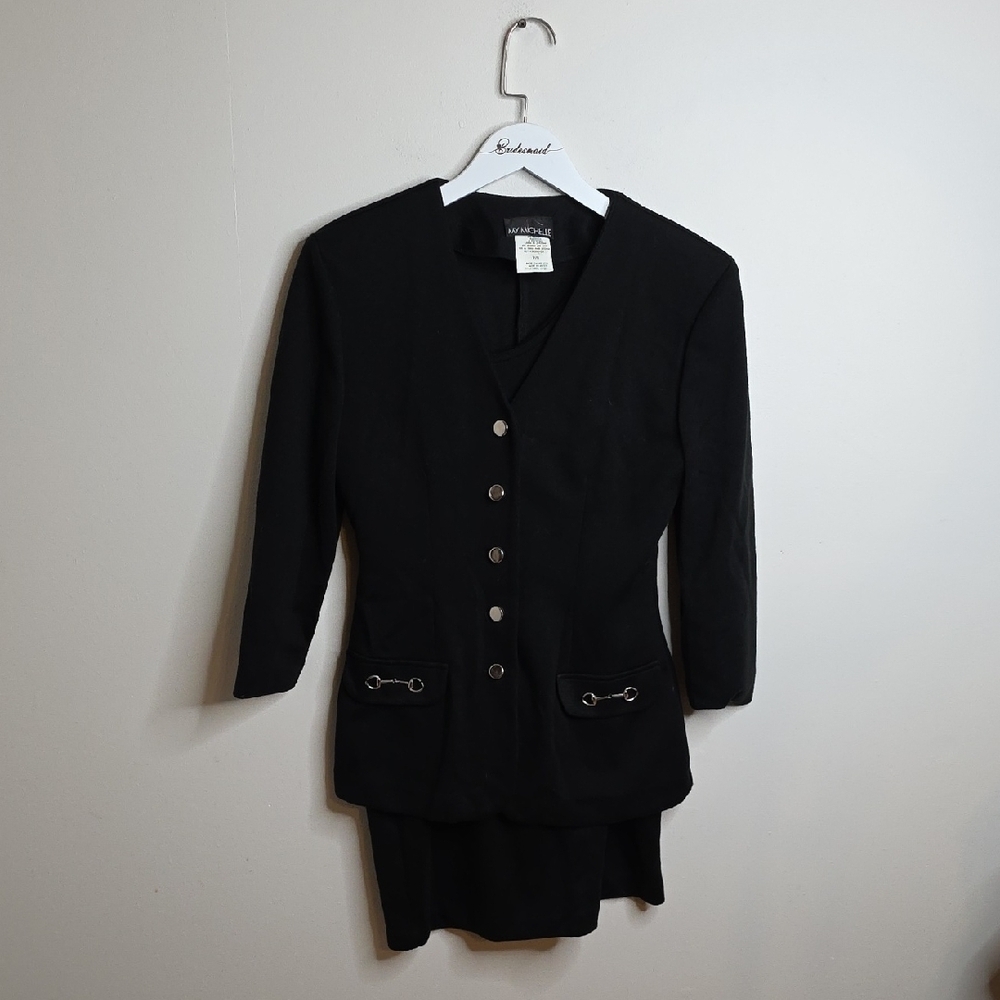 My Michelle Black Two-Piece Set Horse Girl Equestrian Dress And Coat 90s